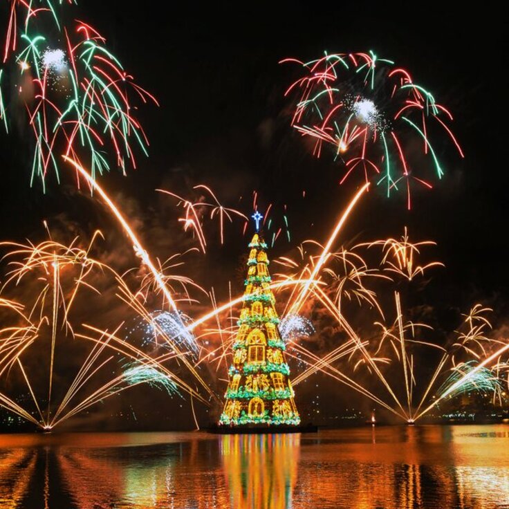 's Werelds grootste kerstboom is weer verlicht in Rio de Janeiro